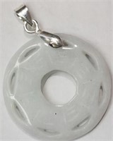 Sterling Silver Jade Wheel Pendant, Retail $200