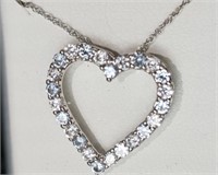 Sterling Silver Simulated Aquamarine Heart Shape