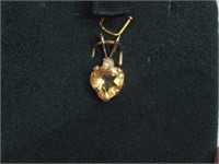 10K Yellow Gold Citrine Heart Shaped Pendant