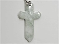 Sterling Silver Jade Cross Pendant