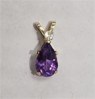 10K Yellow Gold Amethyst (0.7ct) Tear Drop