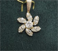 10K Yellow Gold Cubic Zirconia Flower Pendant