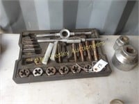 DIE AND PUNCH SET AND TWO LARGE SOCKETS