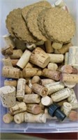 Assorted corks and coasters