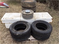 Asst tires, truck tool box, etc