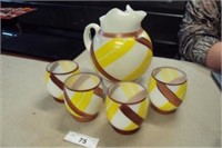 Mid- century pitcher and 4 cups