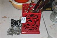 CAST IRON SPOON HOLDER AND OTHER