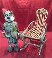 Willow Rocking Chair w/ Beaver Fisherman