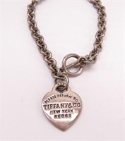 Sterling Silver TIFFANY Heart Tag Chain Bracelet