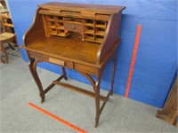 nice small 32in roll top desk - antique