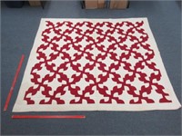old red-white quilt 74x86 (good pattern)