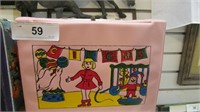 Vintage Pink Plastic Carrying Case Circus Picture