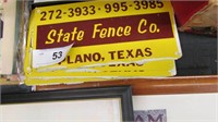 Lot of State Fence Co. Plano, TX Signs