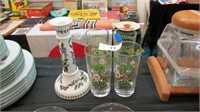 Lot of Portmeirion 1 Candlestick & 4 Glasses