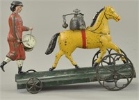 BERGMANN HORSE AND DRUMMER BELL TOY