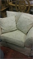 Large white floral fabric armchair