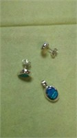 Blue opal and .925 silver slider pendant and p