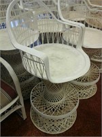 Set of 8 metal and wicker barstools