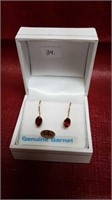 14K YELLOW GOLD GENUINE GARNET EARRINGS