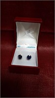 14K YELLOW GOLD GENUINE SAPPHIRE STUD EARRINGS