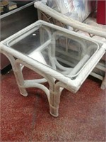 Choice from 3 white glass top end tables