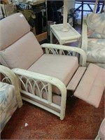 White and pink rattan style chair