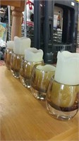 Set of 5 glass candle holders with candles
