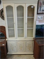 Hand-painted glass and wood curio cabinet