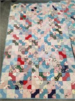 VTG HANDMADE QUILTED TWIN BED TOPPER