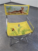 MID CENTURY DIRECOTRS CHAIR W CUSTOM NEEDLEPOINT