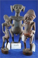 3 Carved African Figures