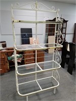 LARGE WHITE BAKERS RACK W GLASS SHELVING