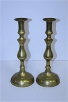Pair of 19th C. British Brass Candlesticks