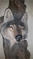 HANGING WOLF SCULPTURE APROX 29" x 9" x 8"