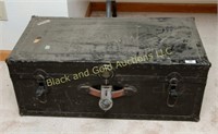 Military metal foot locker, painted black