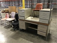 Metal Desk Qty 2 Assorted Chairs