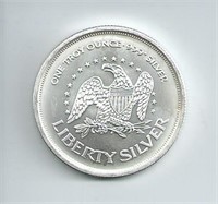 .999 1 TROY OUNCE "LIBERTY SILVER" ROUND