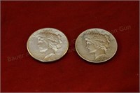 (2) Peace Silver Dollars - 1923, 1922