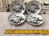 4 Small,Hand Painted Made in Occupied Japan Plates