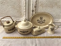 Vintage Pflatzgraff Serving Pieces, Enamel Tea Pot