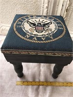 Small, United States Navy Embroidered Stool w/ Lid