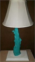 UNIQUE AQUA LAMP WITH WHITE SHADE