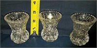 THREE ETCHED BED VASES