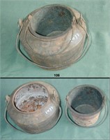 Medium sized cast iron glue pot with cast iron lin