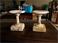 Pair of marble candlesticks