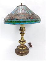 Lampe style Tiffany abat-jour en vitrail libellule