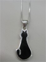 Sterling Silver Cat Profile Pendant Necklace