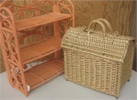 Folding Wicker Shelf & Wicker Case