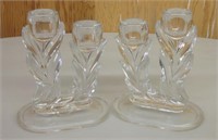 Set of 2 Glass Double Candle - Candle Holders