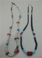 2 - Southwestern Sterling Silver & Bead Necklace